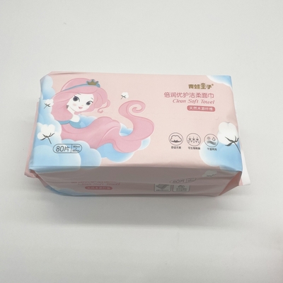 Label Disesuaikan Tisu Kering Lembut Biodegradable Sekali Pakai Untuk Bayi Dewasa