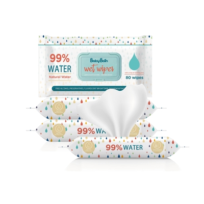 Tisu Basah Air Bayi Eco Lembut Sekali Pakai Membersihkan Tas 80PCS OEM GSM Tisu