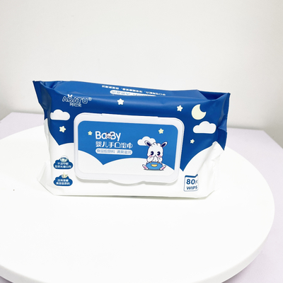 Tisu Basah Tanpa Pewangi Ramah Lingkungan Membersihkan Tisu Basah 80CT Tutup Flip Untuk Bayi