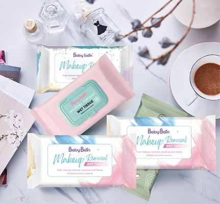 Fragrance Free make up remover cleansing wipes tisu basah sekali pakai Lembut untuk semua Jenis Kulit