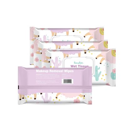 Grosir Feminin gaya terbaru Make up wipe Penghilang Makeup Lembut Organik Tisu Basah Tisu Pembersih Wajah untuk wanita