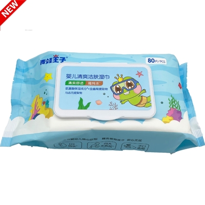 Tumbuhan Kain Tissue Basah Biodegradable Tisu Bayi Flushable Tisu Basah Bebas Wewangian
