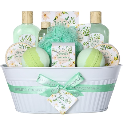 9 Piece Bath Body Gift Basket Vanilla Coconut Home Spa Set Lotion Wangi