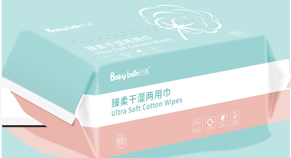 Biodegradable Disposable Clean Facial Cotton Dry Baby Lap Tisu Basah dan Kering untuk Membersihkan